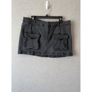 Wild‎ Fable Mini Skirt Gray Utility Pockets Denim Look Casual Women's